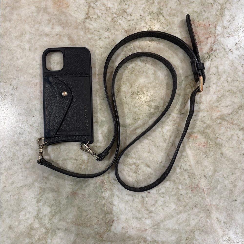 BANDOLIER Pebble Grain Leather IPhone Case with Lanyard